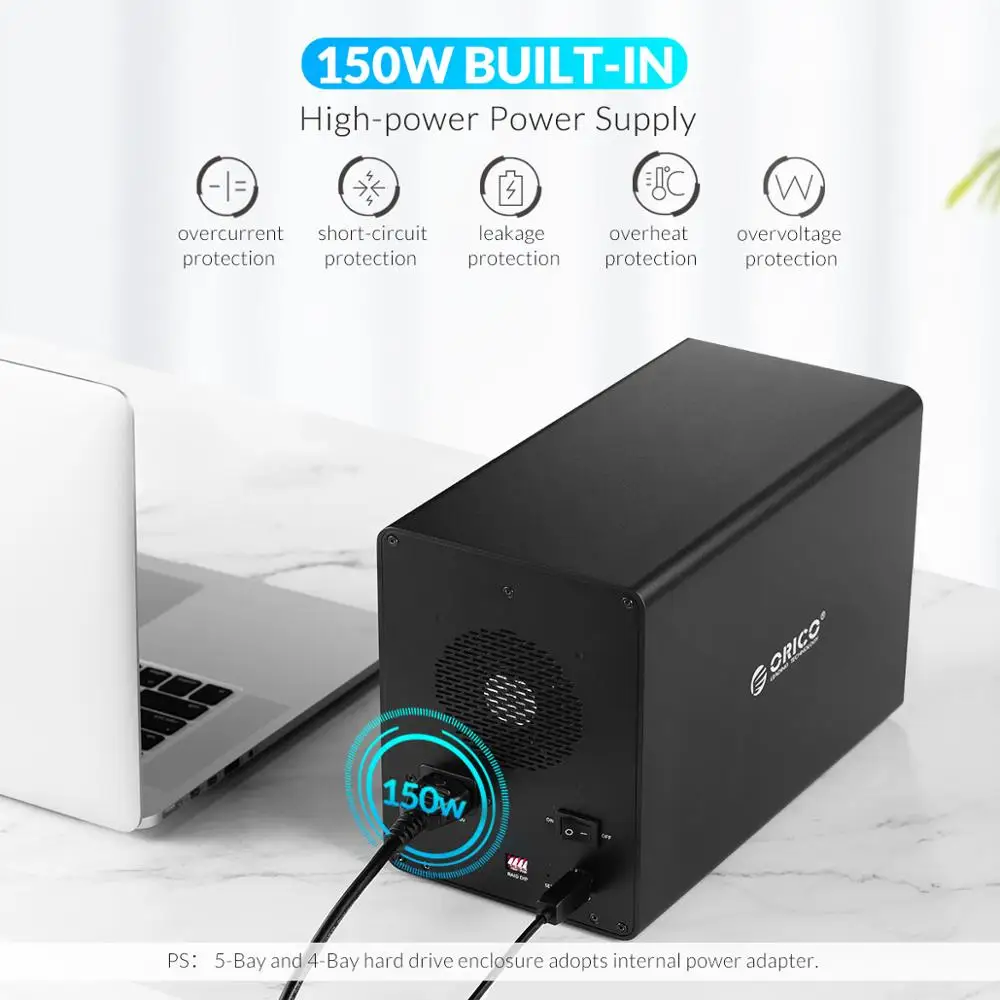 ORICO-HDD Docking Station com RAID, Potência 150W, Série 35, 4 baias, 3.5 \