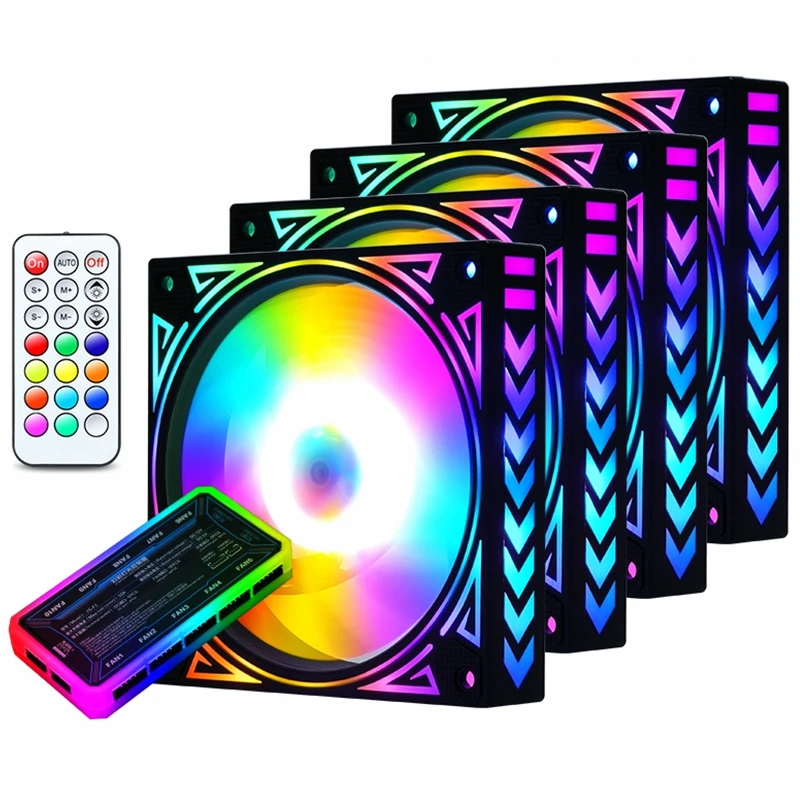 8 In 1 Pc Fan 12Cm Rgb Passen Led Fan Speed Rustige Kleurrijke Led Computer Case Voor Waterkoeling Water blok Chassis Fan