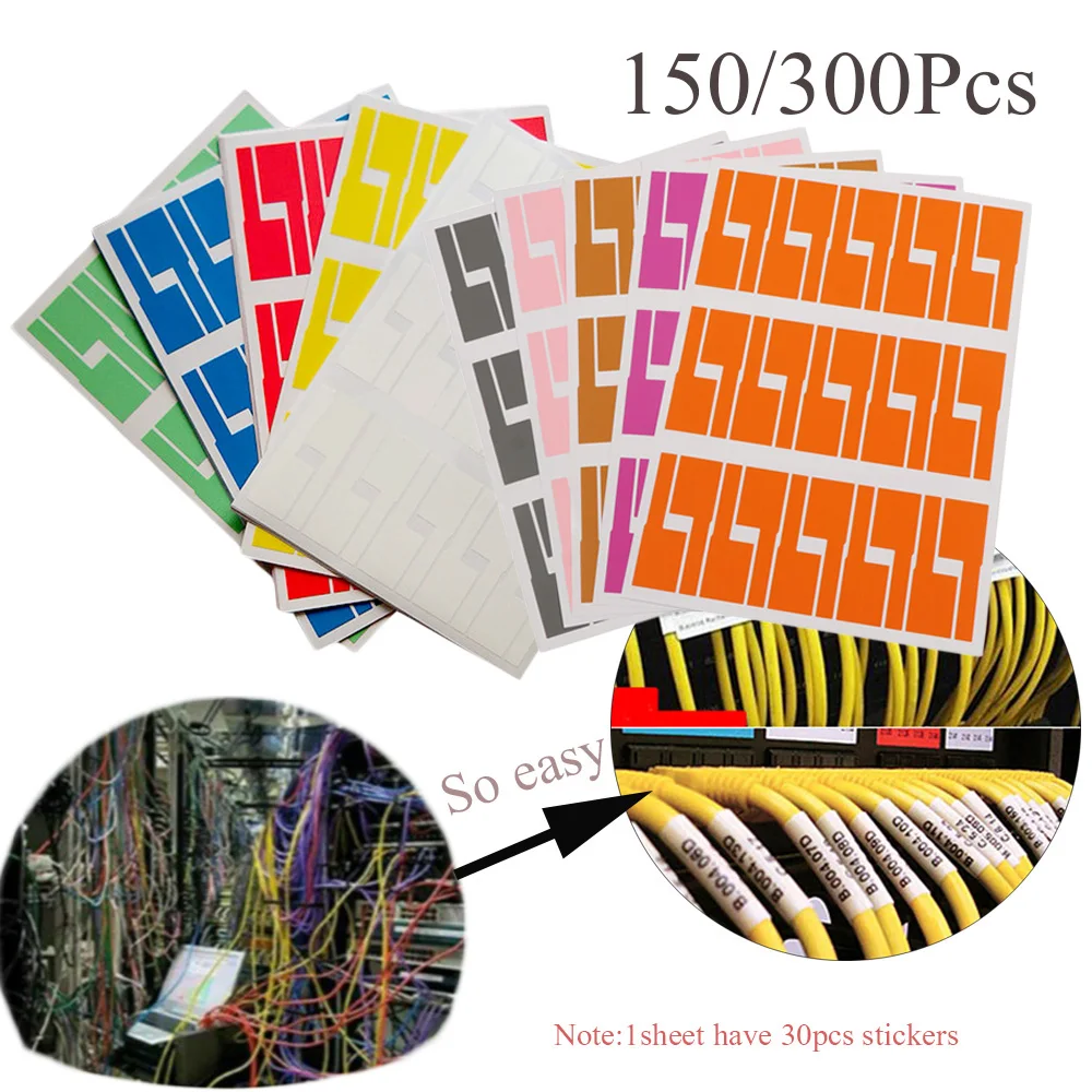 A4 Network Cable Labels Sticker Colorful Waterproof Self Adhesive Wire Labels For Electrical cables Organize Cord Identification