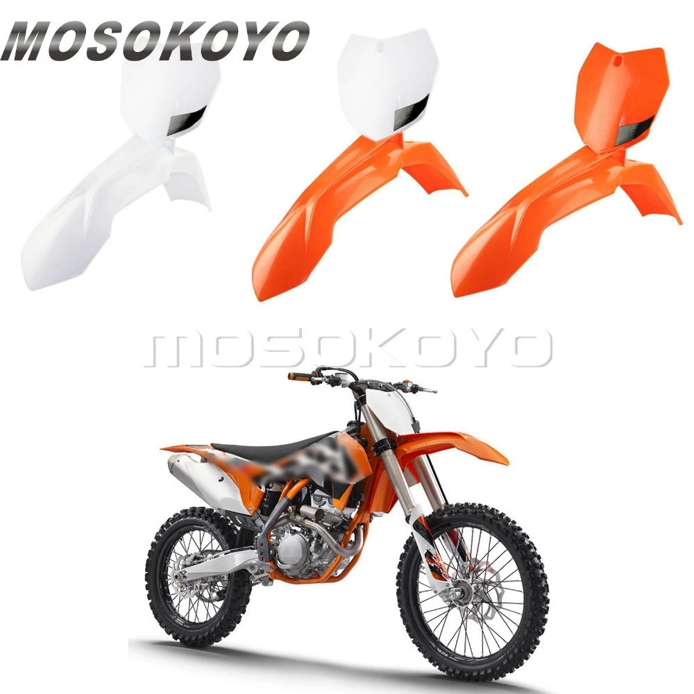 

Переднее крыло для мотокросса Enduro + передний номерной знак для SX XC SX-F XC-W EXC-F 150 200 350 500 450 Оранжевый Белый