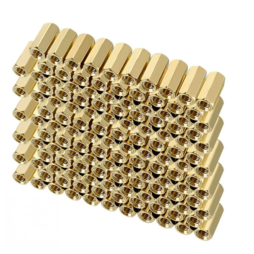 100Pcs M3 female Female Brass Standoff Spacer L=15MM Copper Hexagonal Stud Spacer Hollow Pillars m3*15mm