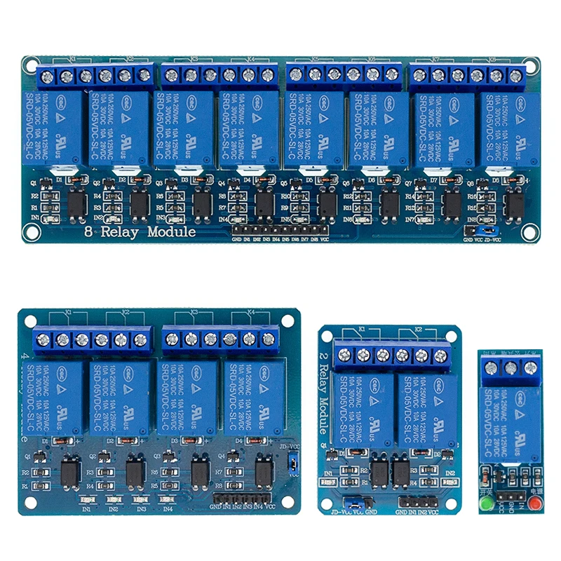 1 2 4 8 channel 5V relay module with optocoupler. Relay Output 1 2 4 8 way relay module  In stock  For ARDUINO