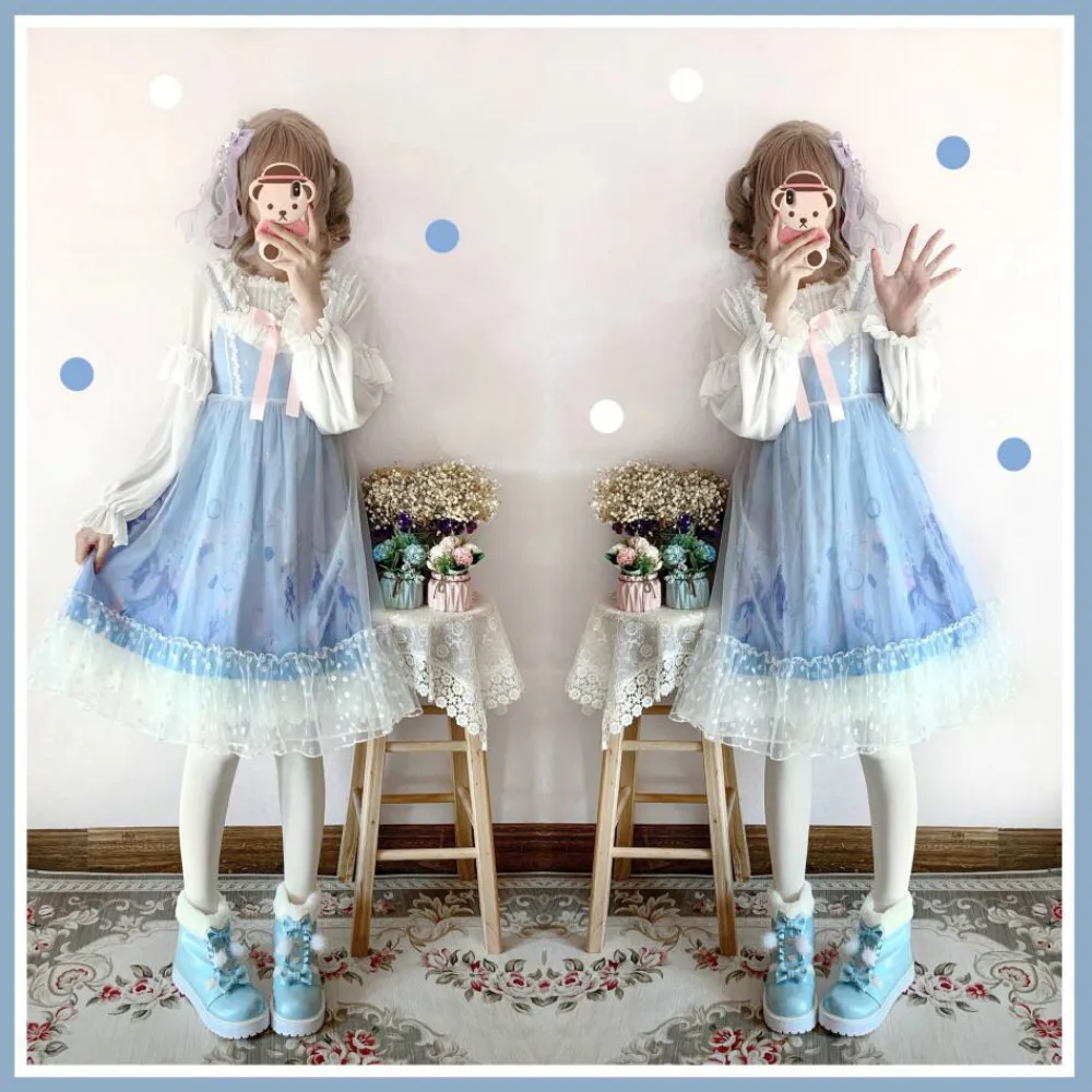 Winter Kawaii Girl Sweet Lolita Boots Vintage Round Head Plush Cashmere Warm Women Shoes Cute Bowknot Snow Boots