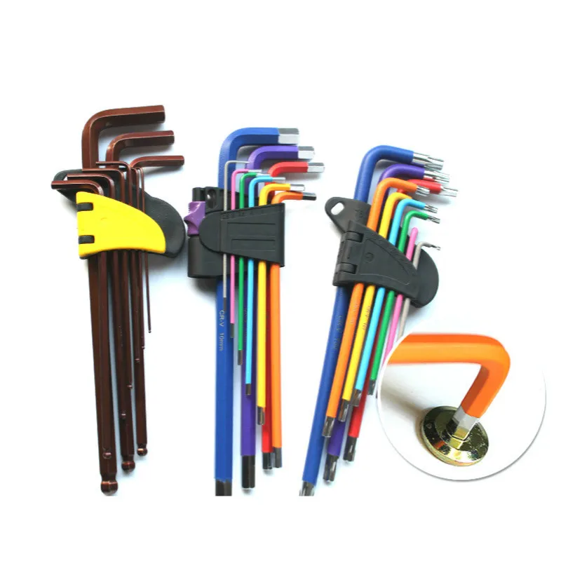 

Allen Key Set Hex Wrench Screwdriver Set Hexagon Spanner Universal 9Pcs Ball End Torx Star Keys Tool L Type Hand Tools Kit