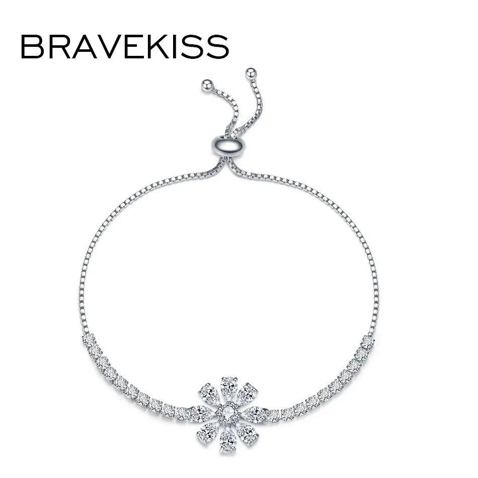 Bravekiss NEW Adjustable CZ Fashion Bracelets for Women Gift Tennis Bracelet White Crystal Jewelry Cubic Zirconia Femme UB0202