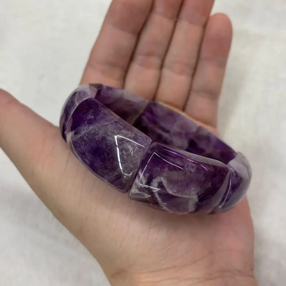 

Natural Amethyst Stone Beads Bangle Natural Gemstone Bracelet Charming Diy Jewelry For Woman For Gift Wholesale !