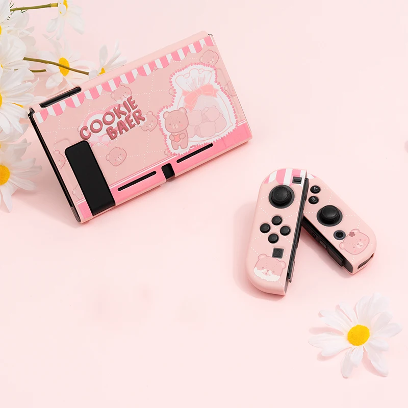 Cookie Bear Cartoon Cute Pink Fairy League Soft Cover for Nintendo Switch NS Joycon Back Shell For Nintendo Switch Accessories