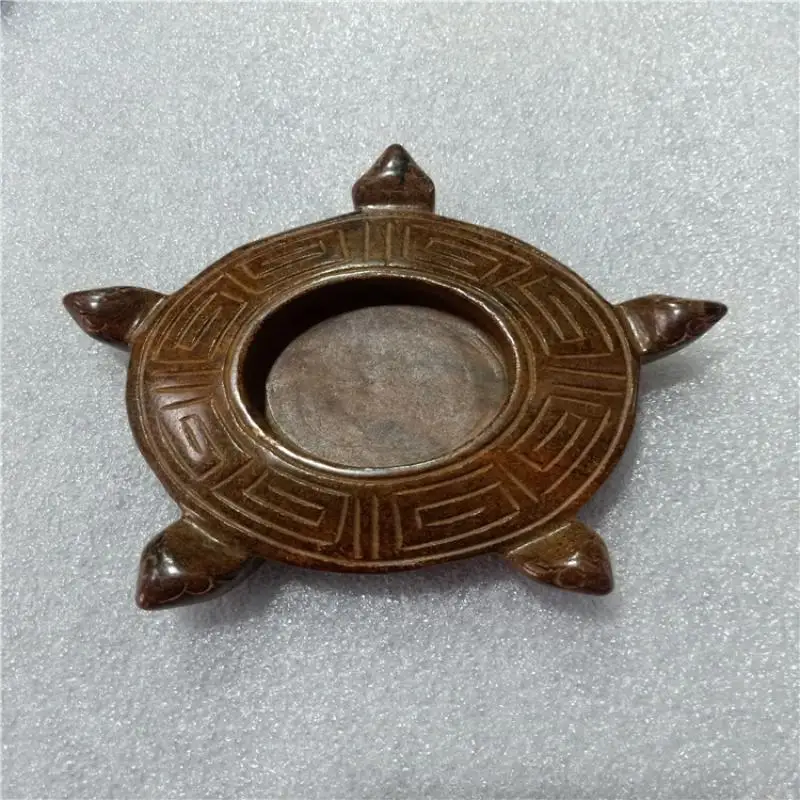 Tibet Hongshan Culture Natural Meteorite Five Head Turtle Inkstone Four Treasures of The Study Collection Decoration Desk Mascot