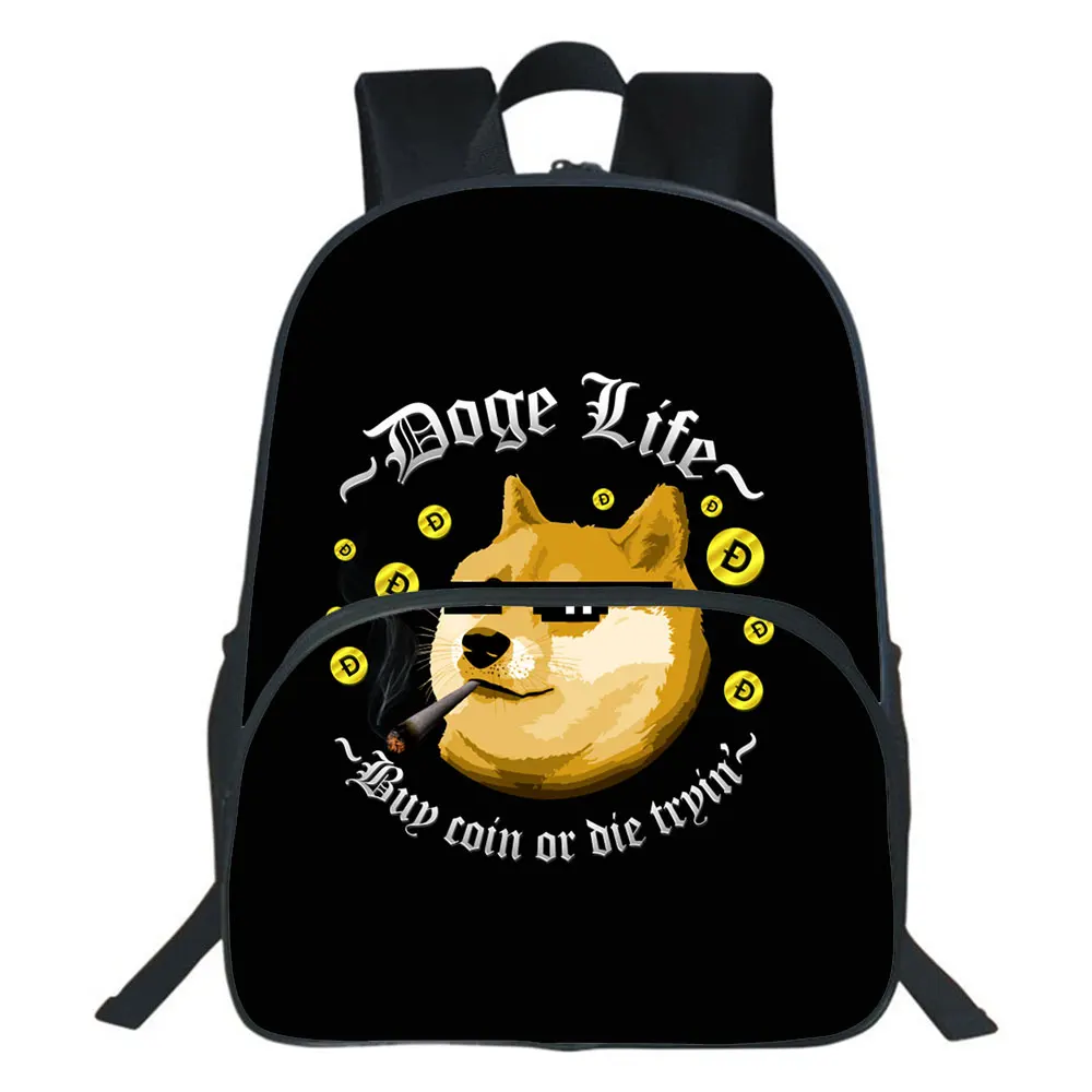 Dogecoin Backpack Kindergarten 3D Cartoon School Bag Teens Storage Bag Travel Bags Children Rucksack Mochila
