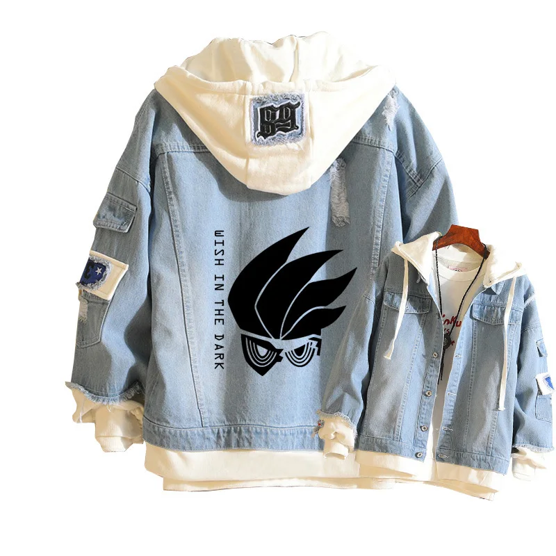 Masked Rider Women Demin Jacket Kamen Rider Spring Autumn Jean Hoodies Harajuku Unisex Streetwear Hooded Anime Sweatshirt Tops