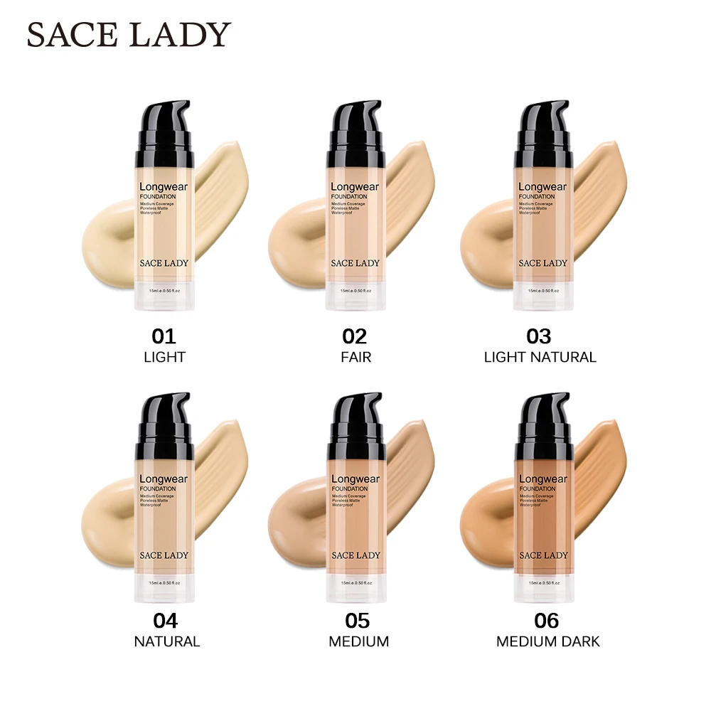 SACE LADY Face Liquid Foundation Base Makeup Matte Finish Waterproof Make Up Full Coverage Cream Natural Cosmetic Wholesale