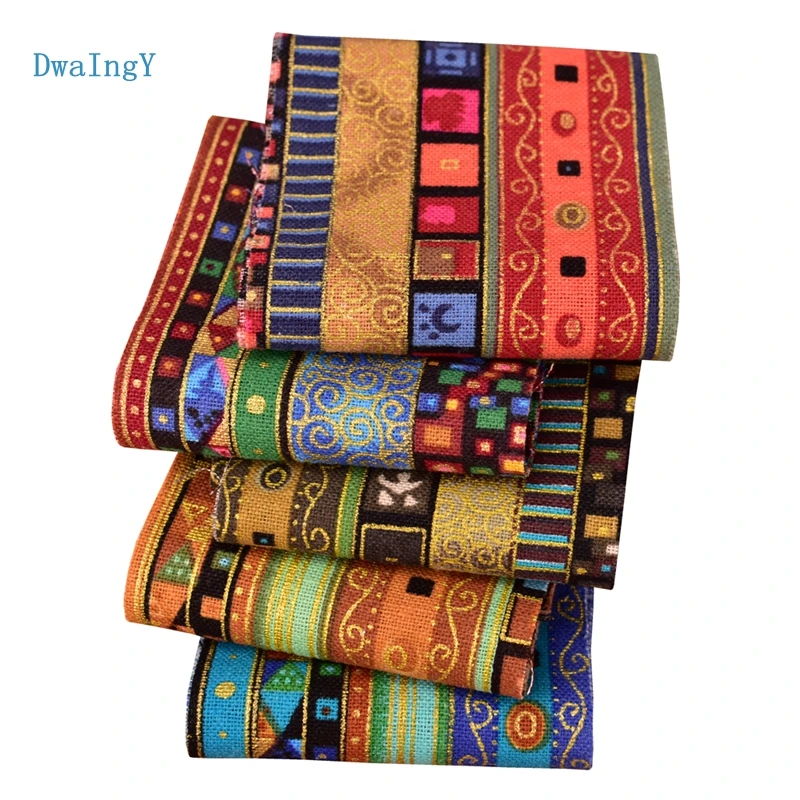 DwaIngY national Series Printed Cotton Linen Fabric For Patchwork DIY Quilting Sewing Decorative materials 7cmx90cm/pcs