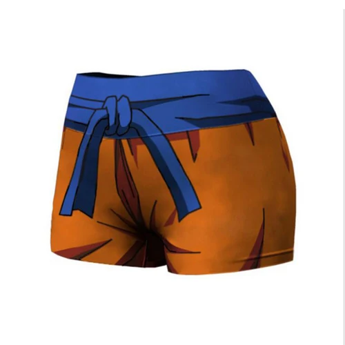 Imagen 2 del producto Pantalones cortos de dibujos animados para mujer, pantalón corto informal de Goku, cintura elástica, Patchwork, para fiesta en la playa
