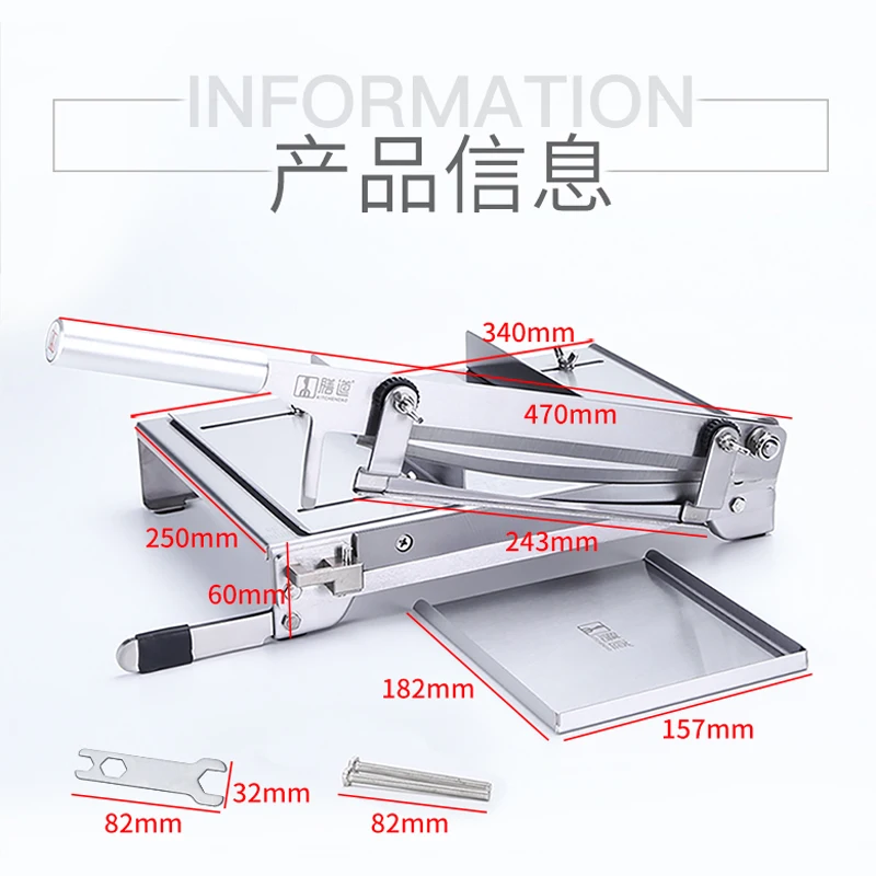 MIO-rebanador de carne de 13,5 pulgadas, máquina de corte de carne, pollo, pato, cordero, hueso, 400 de acero inoxidable, comercial, para el hogar, KD0288