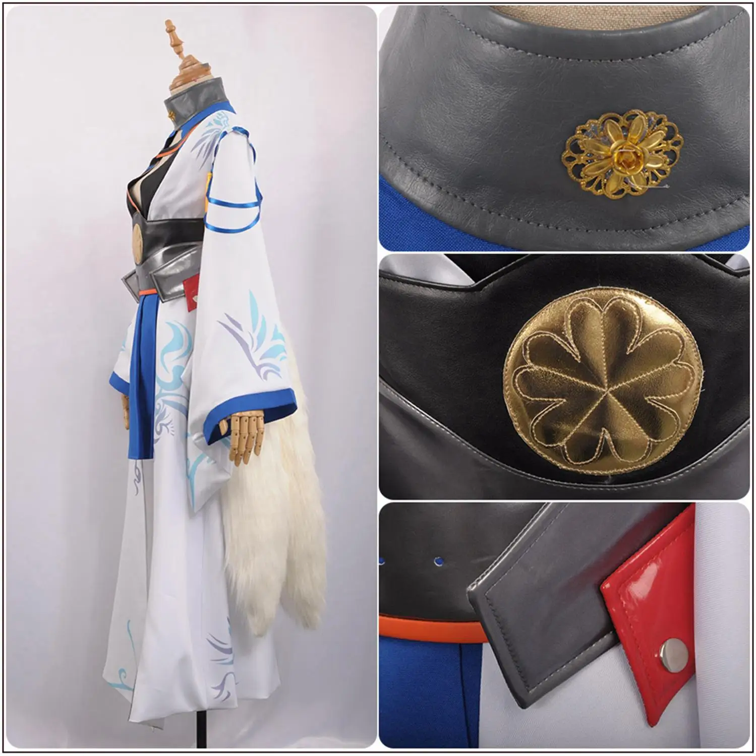 Azur Lane Cosplay IJN Kaga kostium dziewczyna sukienka Battleframe Kimono niebieska spódnica srebrzyste Bobo mężczyźni peruka ogon Halloween ogon i peruka