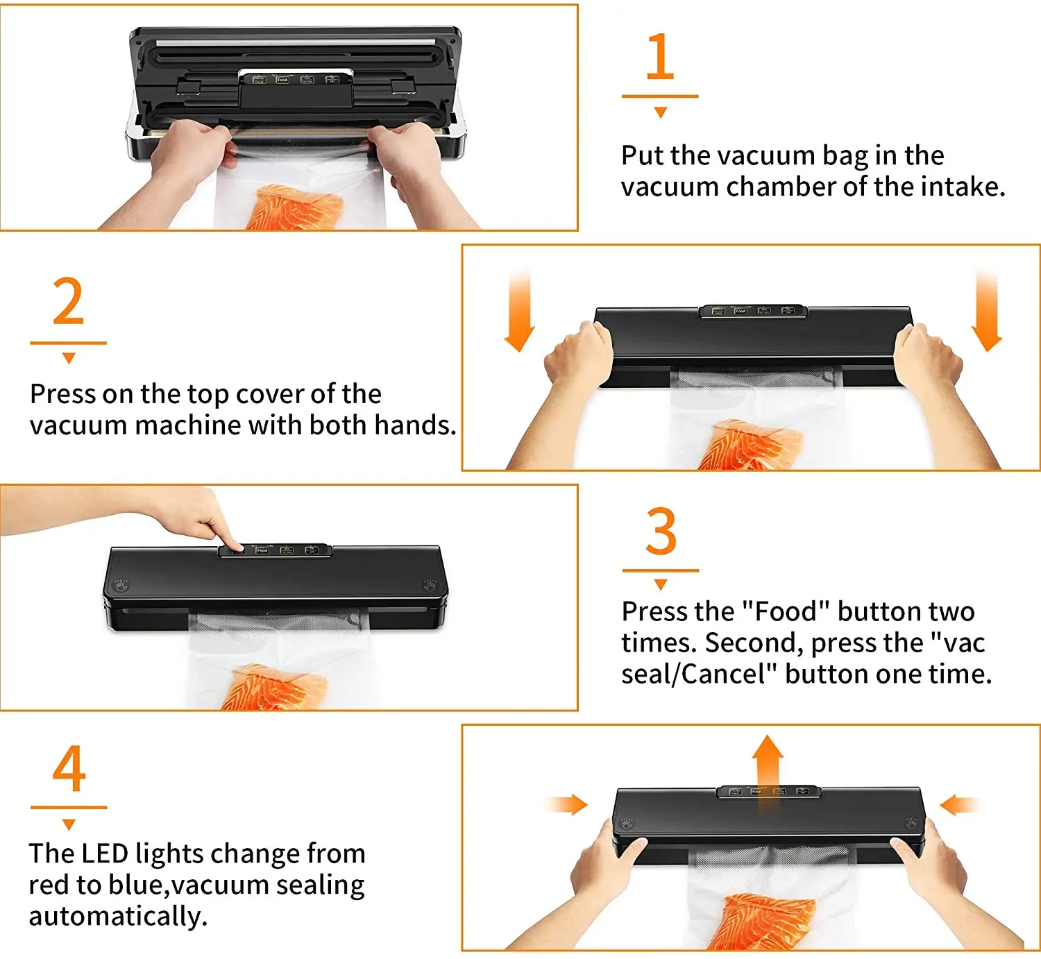 MAXFUTURE Automatic Vacuum Sealer Vac Packer Food Sealer Sous Vide FoodSaver Vacuum Sealer Machine Including 15 Vacuum Bags FREE