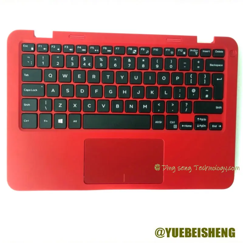 YUEBEISEHNG                   NEW for Dell Inspiron 11 3162 3164 palmrest UK keyboard upper cover Touchpad ,Red color