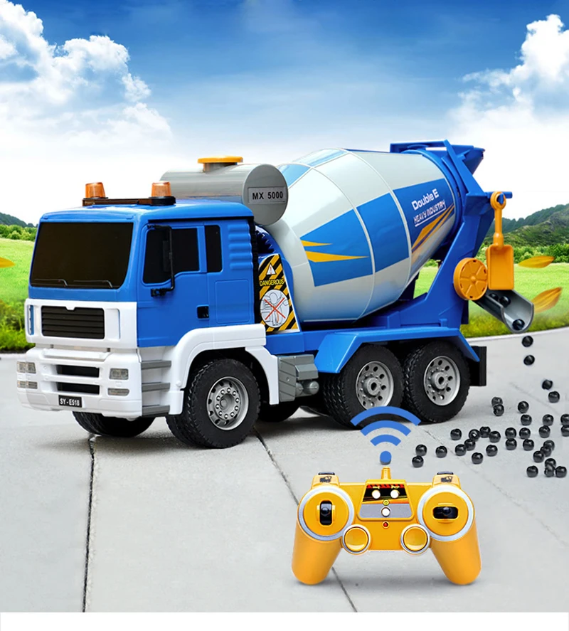 Remote Control Car Concrete Mixing Truck With lights and Horn Mixing Drum 360 °Rotating Rc Car 4WD Cement Concrete Mixing Truck