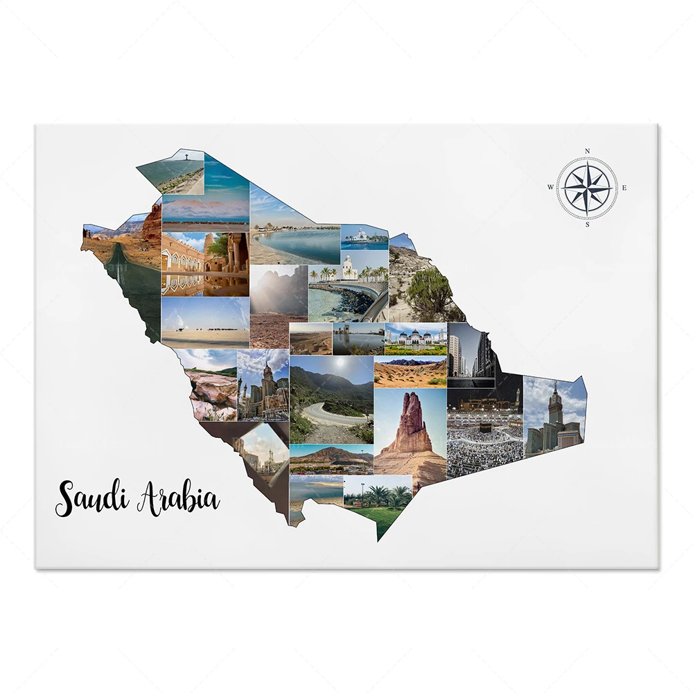 Senegal, Saudi Arabia, Samoa, South Sudan, Ukraine, USA, Uzbekistan, Zimbabwe, Venezuela Map Print Canvas Typographic Poster