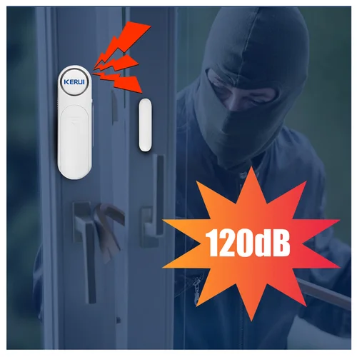 Imagen 2 del producto KERUI D121 alarma inalámbrica con Sensor magnético para puerta y ventana 120dB antirrobo detectores de Control remoto de 300 pies sistema de alarma de seguridad para el hogar