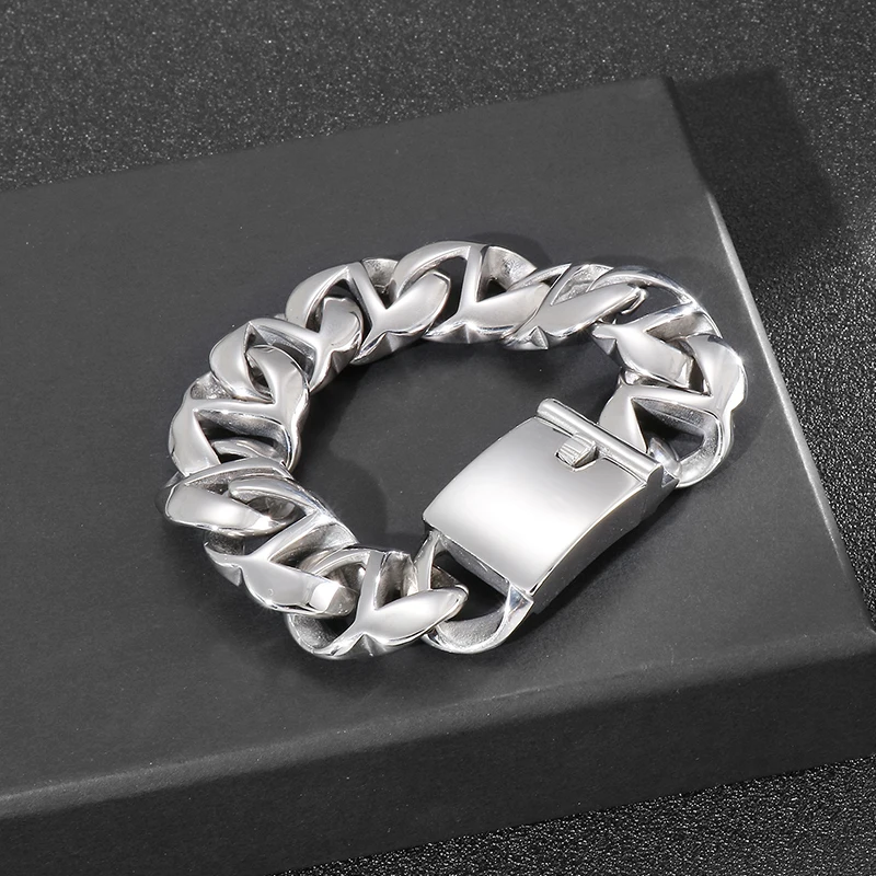 9 INCH 20mm Heavy 121g Stainless Steel Curb Link Chain Bracelet Bangle Large Jewelry For Mens