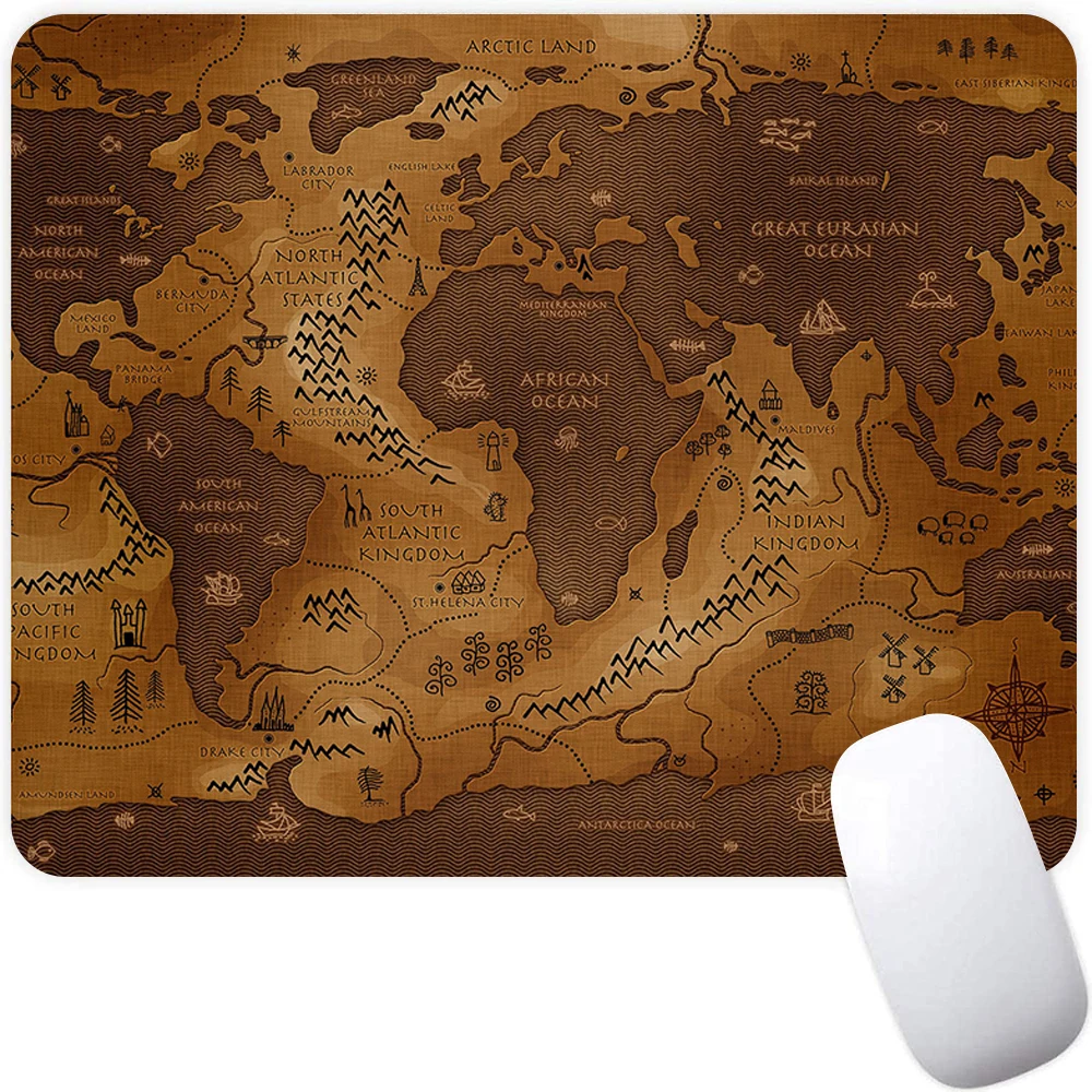 Small Gaming Mouse Pad Computer Mousepad PC Gamer Mouse Mat Laptop Mausepad Old World Map Mouse Carpet Keyboard Mat Desk Pad