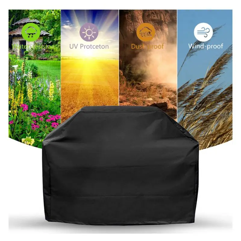 BBQ Cover Outdoor Dust Waterproof Heavy Duty Grill Cover Rain Protective Outdoor Barbecue Cover Round