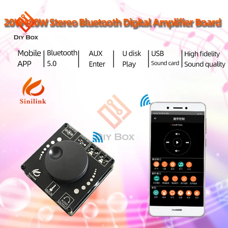 Bluetooth 5.0 20WX2 Stereo Power Digital Amplifier Board Module AMP Amplificador Home Theater 12V 24V 3.5mm AUX USB XY-AP15H