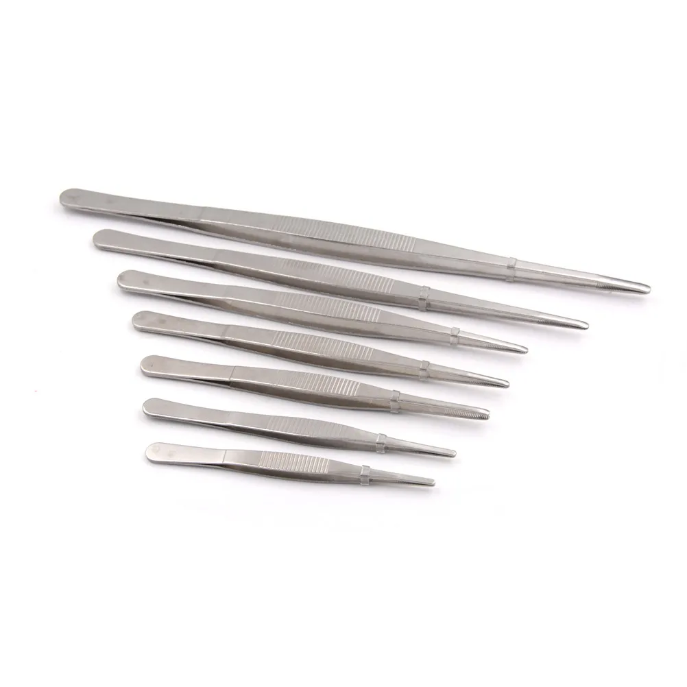 1pc 12.5cm/14cm/16cm/18cm/20cm/25cm/30cm New Stainless Steel Industrial Tweezers Repair Tools Hot Selling