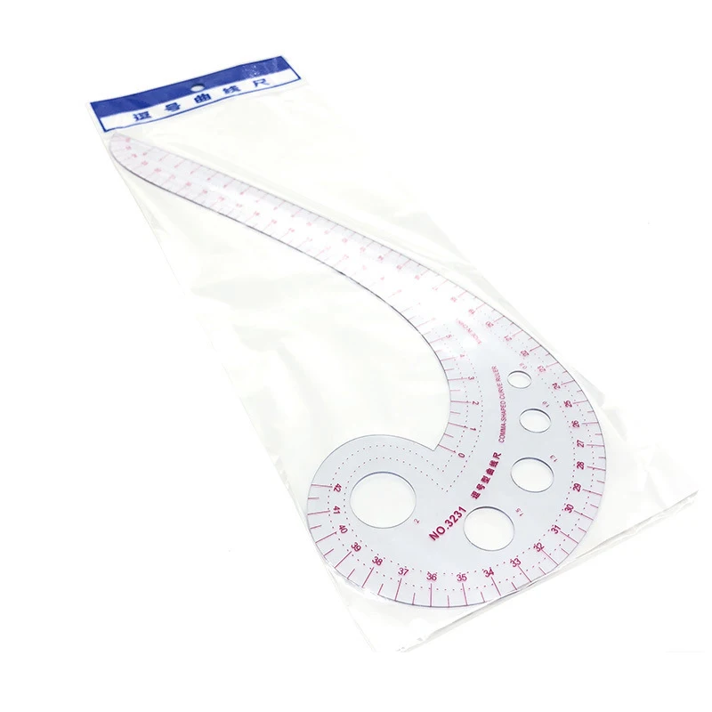 Multifunctional Sewing Tools Soft Plastic Comma Shaped Curve Ruler Styling Design Ruler French Curve 30 X 11cm Curve Ruler