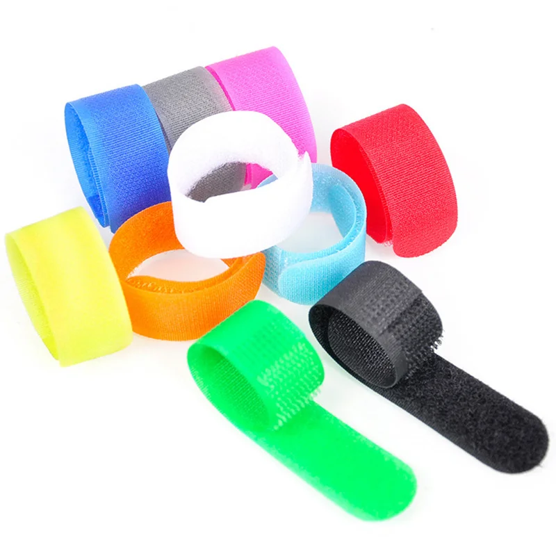 10pcs Colorful Reusable Fastening Wire Organizer Cord Rope Holder  Fasten Reusable Magic Tape Power Wire Loop Tape Cable Ties