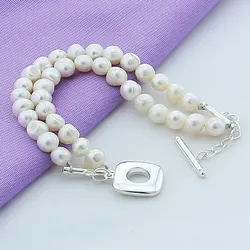 Luxury Brand New 925 Silver Charm Bracelet Fashion Natural Freshwater Pearl Bracelet Women Female Best Gift