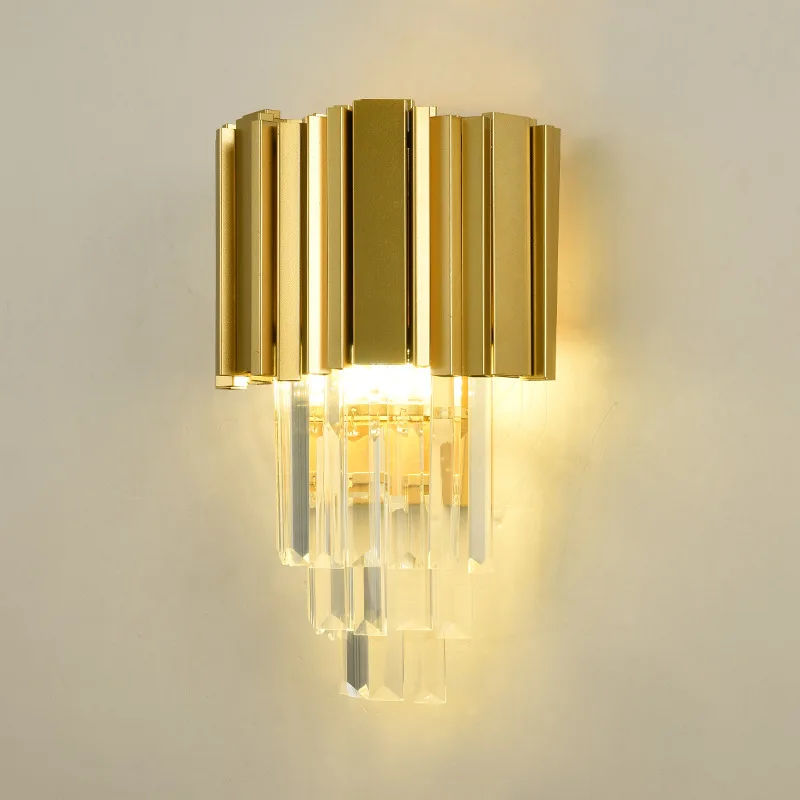 

Nordic Crystal Wall Lamp Modern Golden Metal Wall Sconce Bedroom Bedside Bathroom Light Fixtures Led Mirror Lights Home Decor