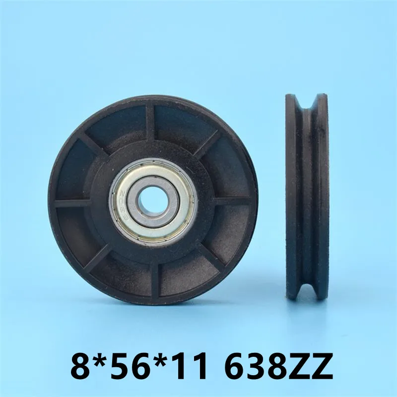 5pcs/20pcs V Groove 8*56*11mm 638ZZ Nylon Shell Steel Wire Hanging Wheel Guide Roller Bearing Pulley 8x56x11mm