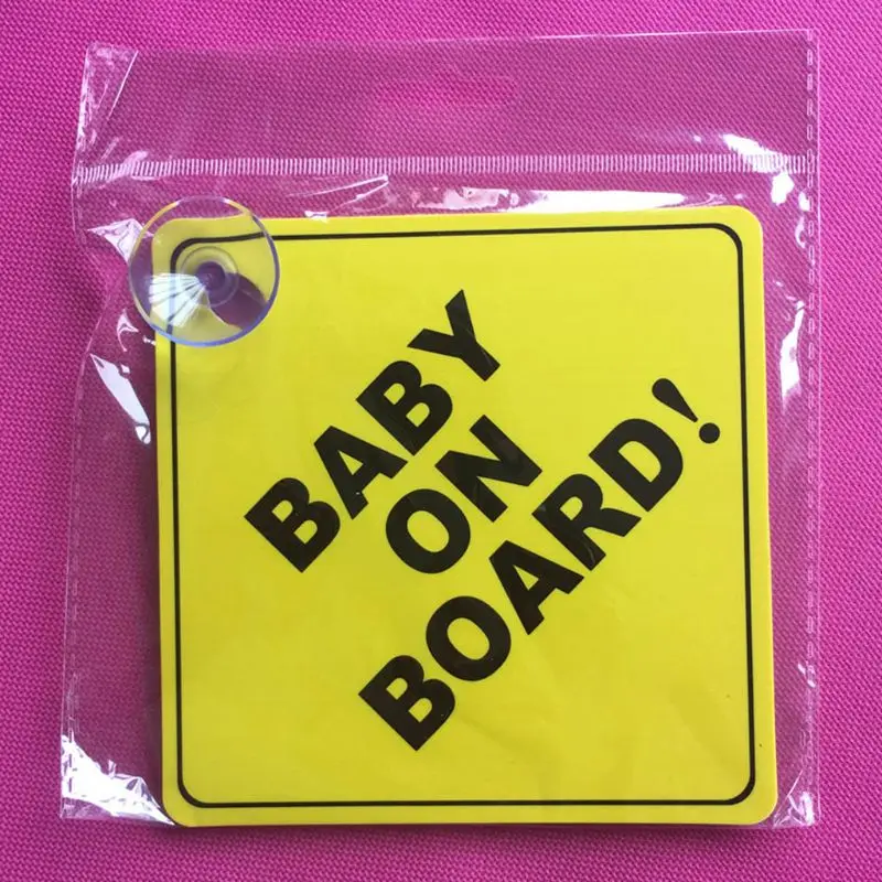 BABY ON BOARD Stroller Safety Car Window Sticker Yellow Reflective Warning Sign