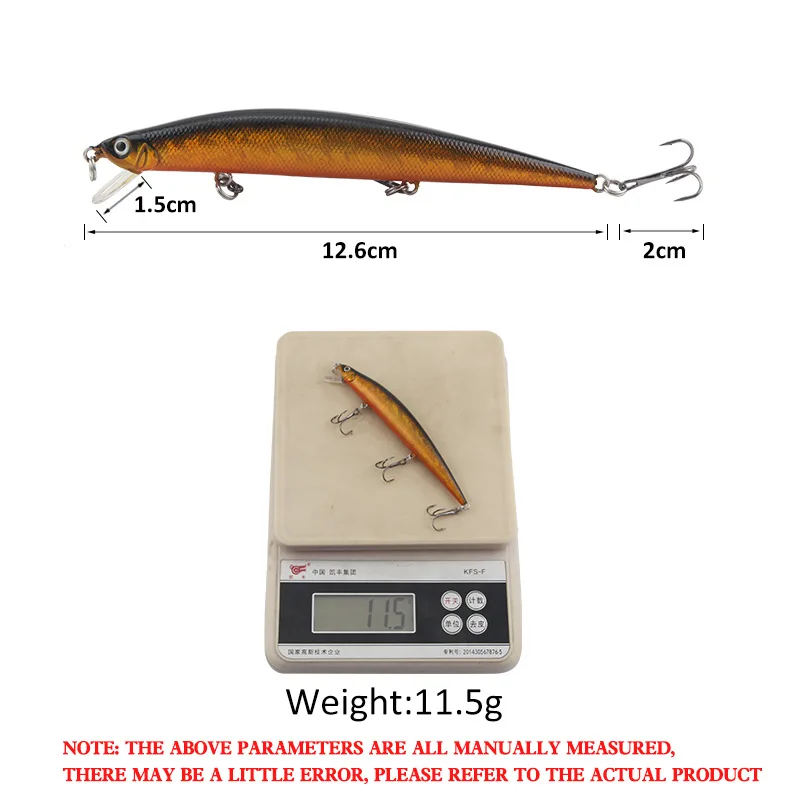 1pcs Fishing Lure 126mm 11.5g Minnow Crankbait Wobblers 3D Eyes Perch Artificial Bait Pike Carp Bait Swim Bait Fishing Pesca image 4