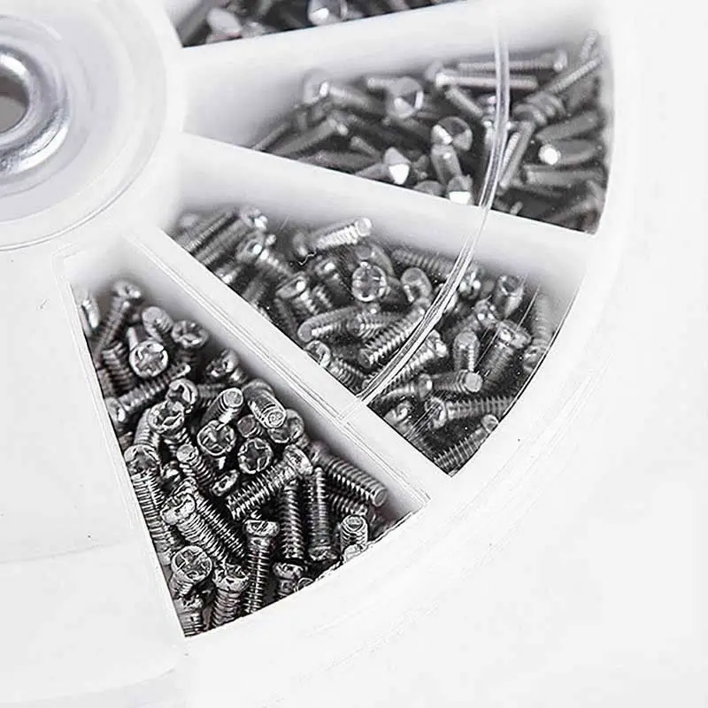 600 pcs/box 1 box  12 Dimension Small Steel Screws Nuts Bolts M1 M1.2 M1.4 M1.6 Assorted Box.