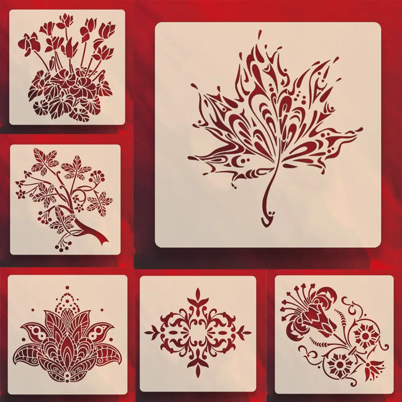 

2pc Mandala Leaves Stencil DIY Walls Layering Painting Template Decor Scrapbooking Embossing Album Supplies 20cm