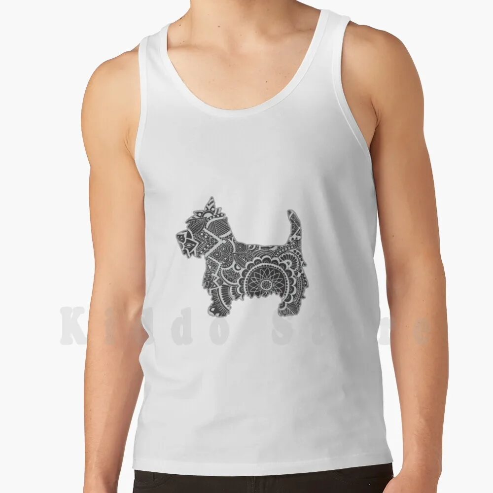 Westie Zentangle Tank Tops Vest Sleeveless Zentangle Mandala Westie Westy West Highland White Terrier Dog