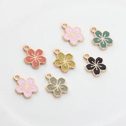20pcs/lot Zinc Alloy Enamel Mini Cute Cherry Blossoms Flowers Charms For DIY Fashion Earrings Jewelry Making Accessories