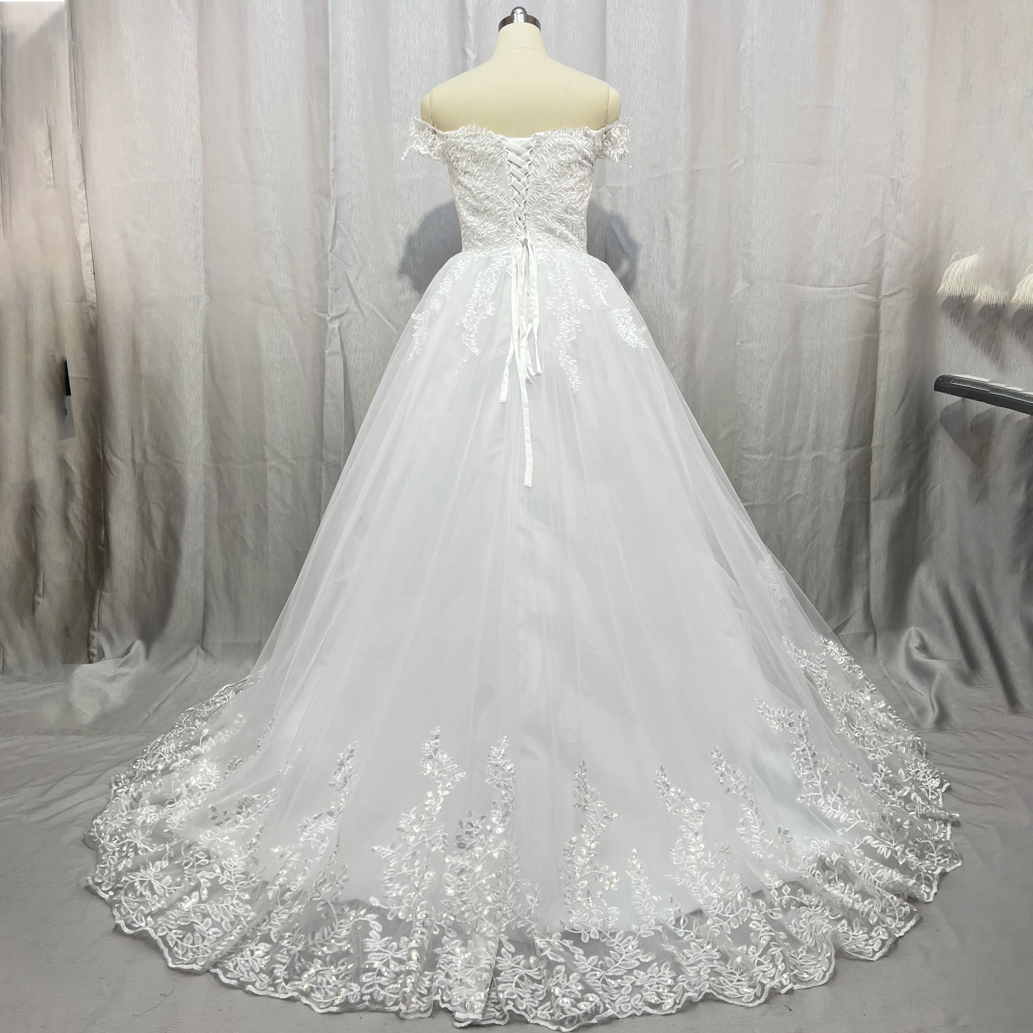 MYYBLE-Vestido De novia con hombros descubiertos, prenda De lujo con Apliques De encaje, escote Corazón, talla grande, 2022