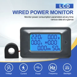 6 in 1 Voltmeter Ammeter Power Energy Meter Multimeter AC 110-250V LCD AC Wattmeter Electricity Meter with CT Coil 220V 20A 100A