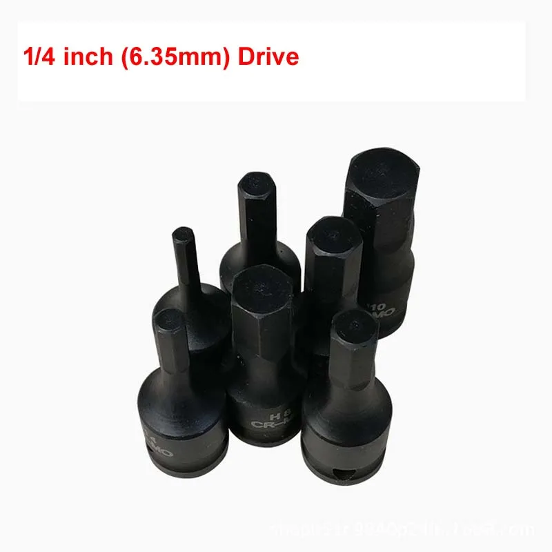 

7pcs/set Pneumatic 1/4" Hex Drive Impact Hexagon Head Socket Screwdriver Bit Set H3 H4 H5 H6 H7 H8 H10 35mm length