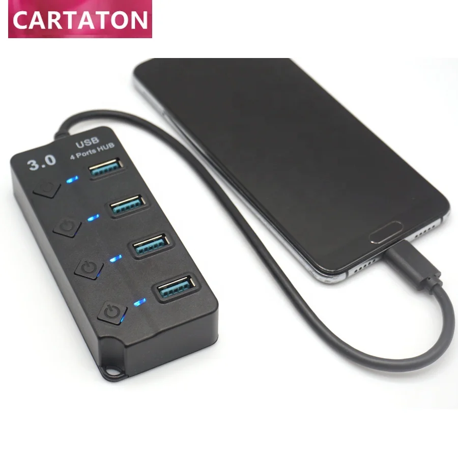 

hot selling desk with switch LED USB 3.0 3.1 4port 4-port 4 Port type c USB Hub