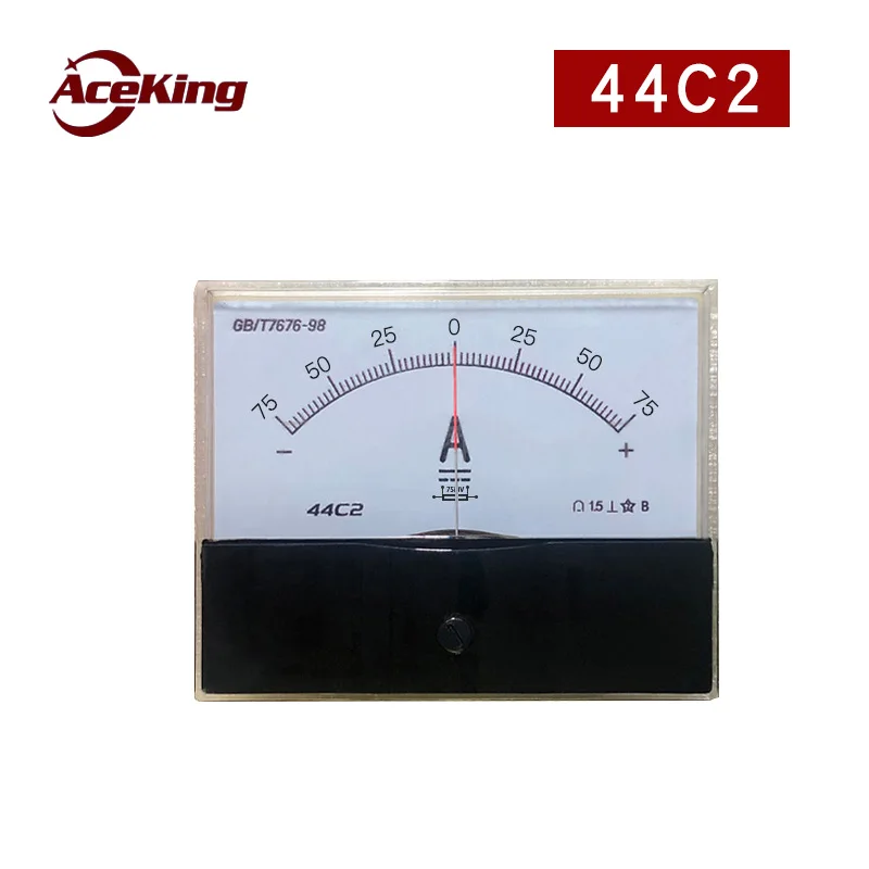 44c2 plus and minus 15A bidirectional 75A ± 300A 1500A DC ammeter 75mV pointer 44c1 - + A