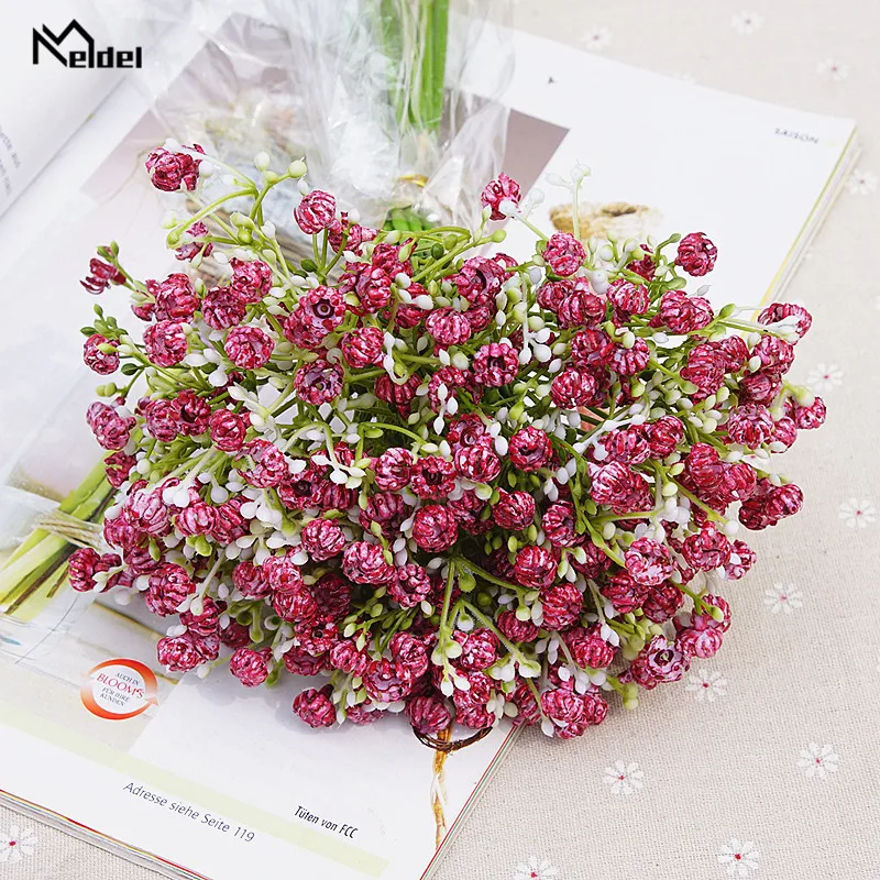 Meldel Artificial Babysbreath Wedding Sister Bouquet Flowers Fake Babysbreath Bud Wedding Bouquets Home Decoration Fake Flowers