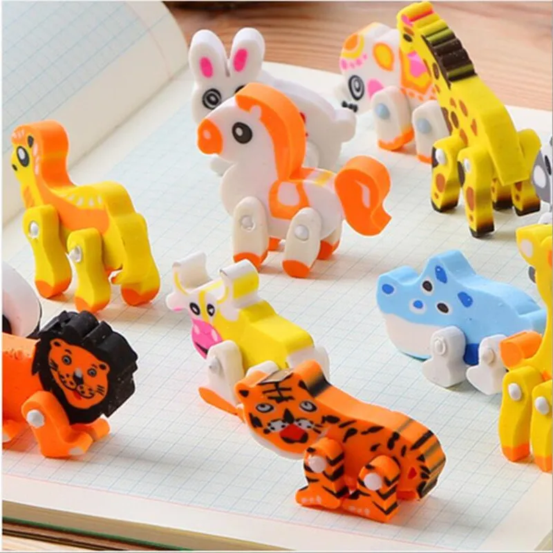 Creative animal stationery cute cartoon animal shape eraser three-dimensional detachable student prize eraser briefpapier kind