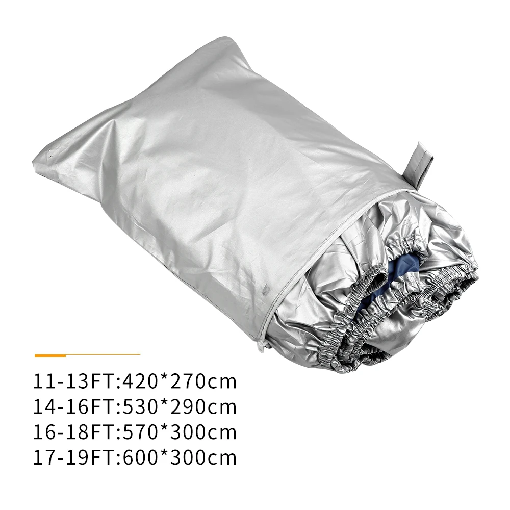 300D Oxford Cloth Speedboat Boat Cover Waterproof UV Dust-proof Cover Trailerable Fishing Ski Racing Boats For 11-19ft Speedboat