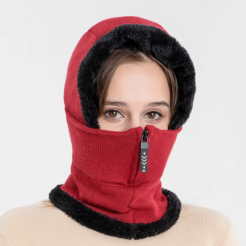K245 Winter Hats Women's Hats Hat With Chain Hat With Earmuffs Windproof Cold-Proof Bib Headgear Baotou cap Skullies Beanie Warm
