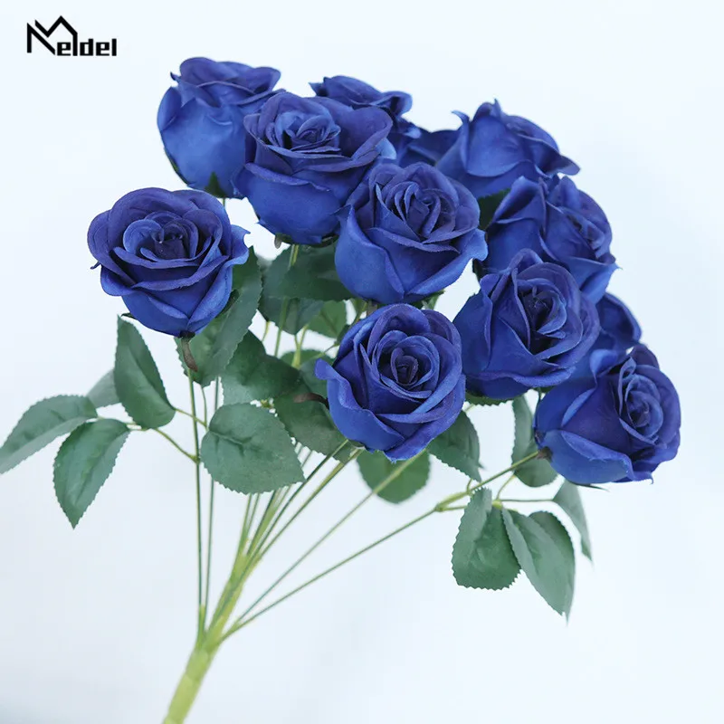 Bouquet de Fleurs Artificielles, Fausses Roses de Printemps, Support de Patients pour Mariage, Décoration de ixà Domicile, Bouquet d'Injtrash, 12 Têtes